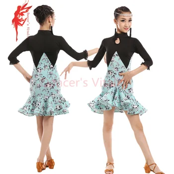 

New winter Adult Child Latin dance costume senior half sleeves latin dance dress for child latin dance dresses S-4XL