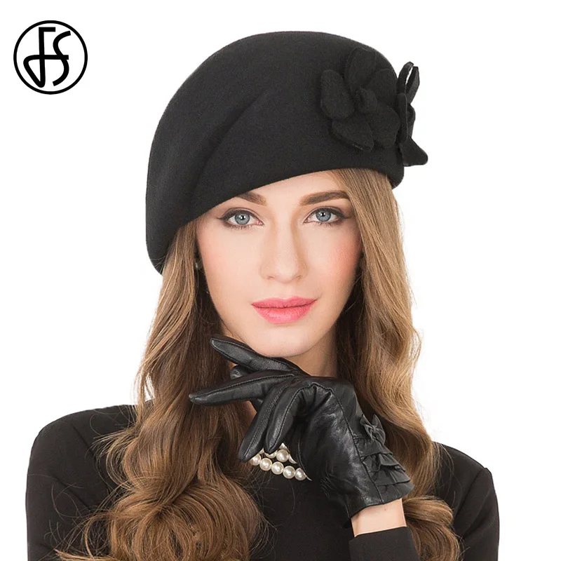 Buy FS Elegant Female 100 Wool Flower Black Fedora