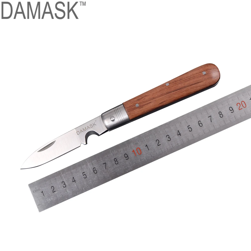 

DAMASK New Outdoor Survival EDC Pocket Knife Folding Blade Wood Handle Knife Home Use Practical Tools Every Day Carring Knife