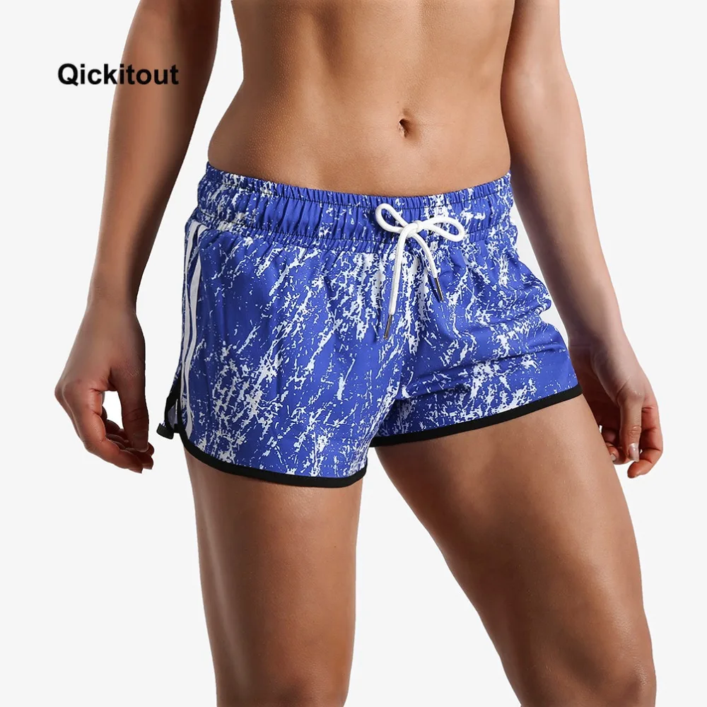 Qickitout European Style Digital Print Women Shorts Fashion Blue Shorts