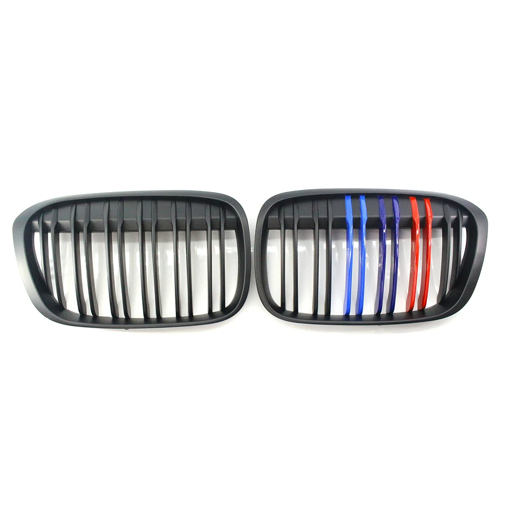 

Matte Black M-Color Dual Line Kidney Grill Grille Hood For BMW X-Series F48 F49 X1 16-17