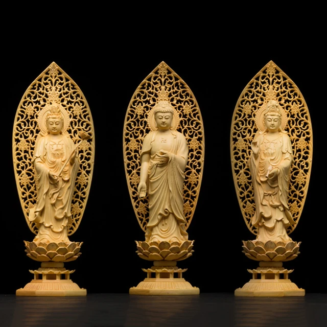 Wood Bouddha figurines guanyin spirit statue Buddha statue ...
