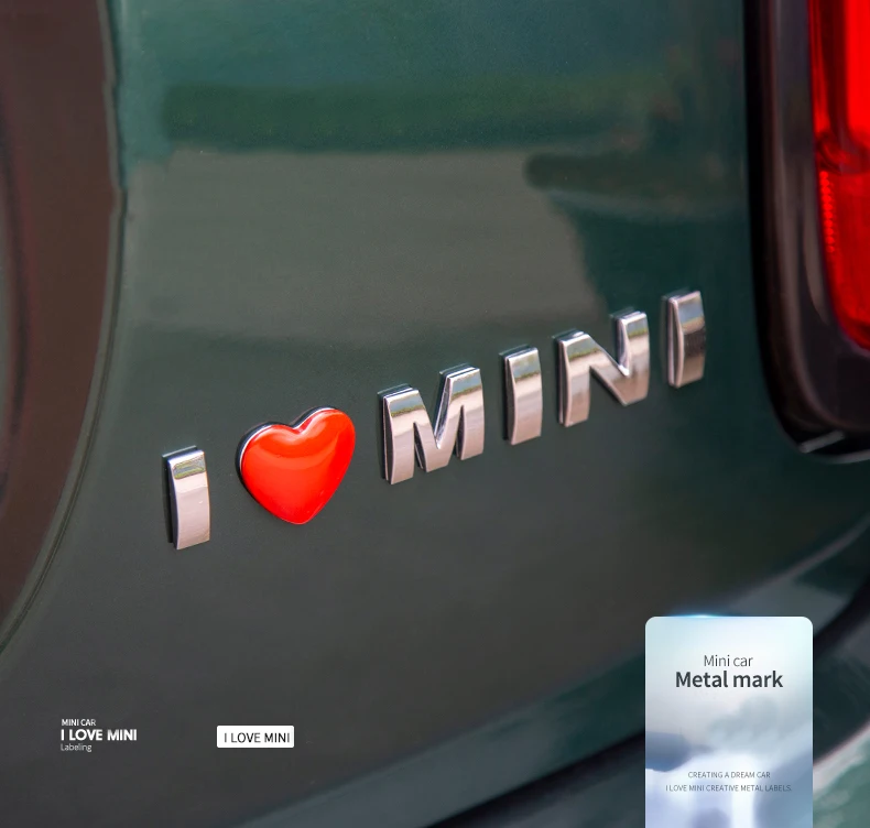 3D металлический стикер автомобиля внешней отделки модификации с надписью «I LOVE Мини украшения Стайлинг для BMW MINI COOPER S F54 F55 F56 F60 R55 R60 R61