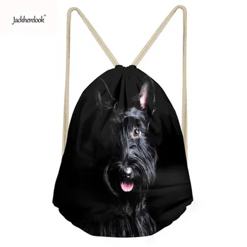 

Jackherelook Brand Design 3D Scottish Terrier Print Drawstring Bags for Men Women Gym Sack Bag Small String Backpack School Bags