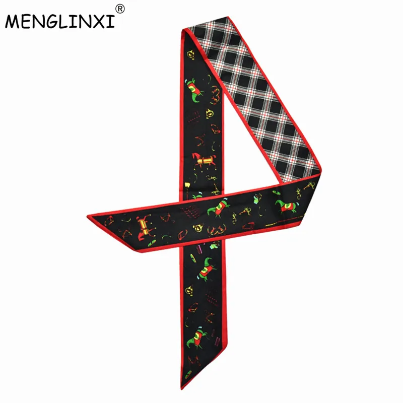 

Bag Scarf 2019 New Hot Print Horse Anchor Silk Scarf Small Handle Bag Ribbon Fashion Women Tie Head Scarf Headwear Long Scarves