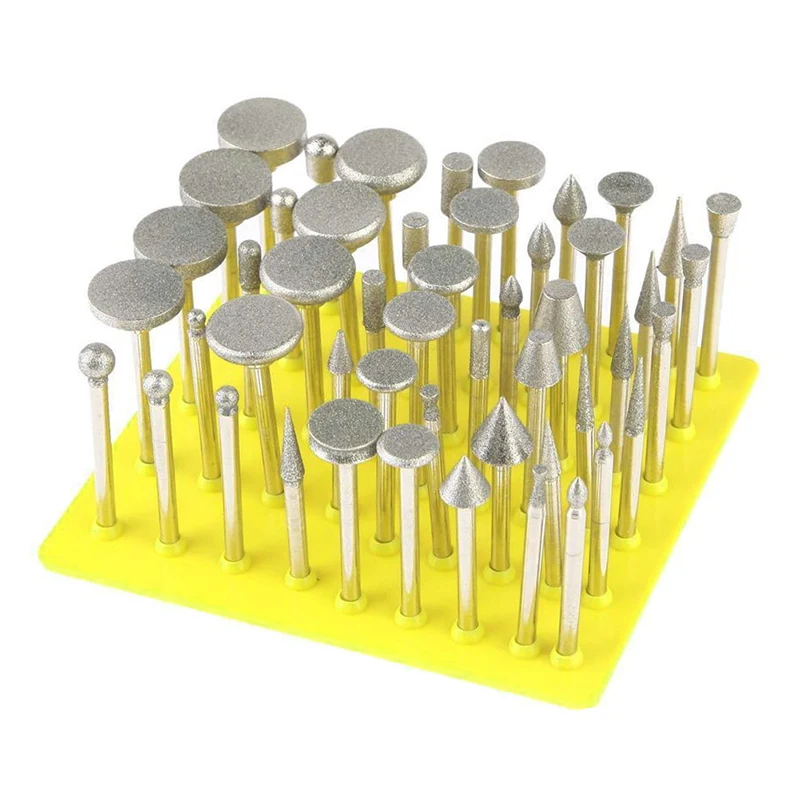 50Pcs Diamond Coated Grinding Grinder Glass Burr For DREMEL Rotary