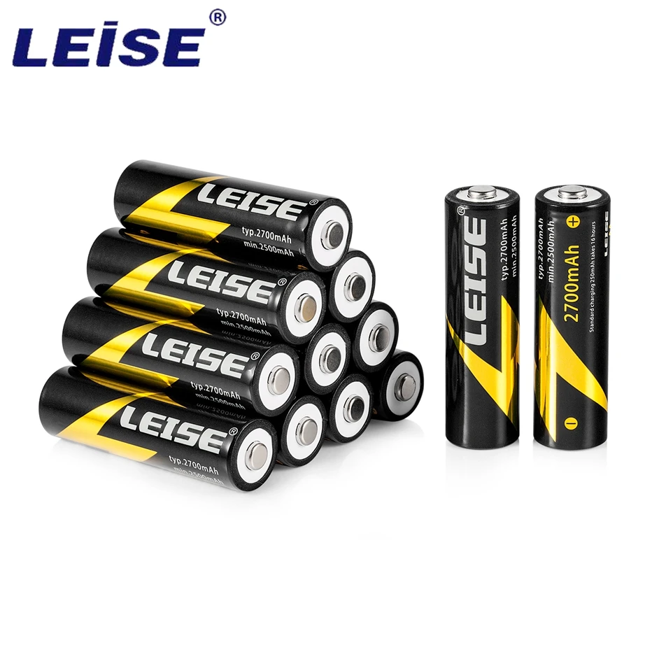 Leise 12 шт. AA батарея с дистанционным управлением перезаряжаемая батарея 1,2 v NIMH 2A 2700mah Ni-MH батареи перезаряжаемые 1000 циклов