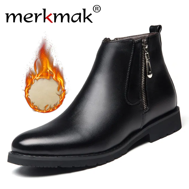 Mermak Fashion Men's Chelsea Boots Male Ankle Shoes Luxury Brand Leather Men Boots Dress Shoes Party Wedding Casual Flats Mermak Fashion Men's Chelsea Boots Male Ankle Shoes Luxury Brand Leather Men Boots Dress Shoes Party Wedding Casual Flats