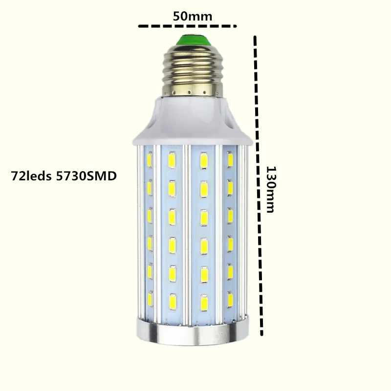 100 шт. Новый E27 светодио дный 72 S 5730 SMD 15 Вт Алюминий мозоли B22 лампа E26 лампы AC 85 265 В