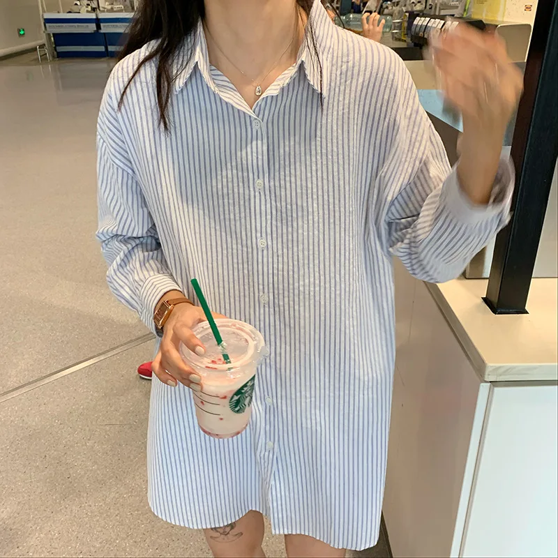 

Blusones De Mujer Largos Sueltos 2019 Autumn Oversize Kimono Cardigan Cotton Women Blouse with Long Sleeve Korean Top Long