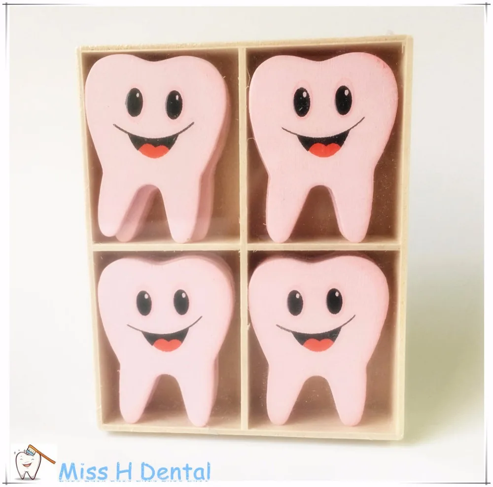 

16pcs ( Boxes)Wooden Tooth Fridge Window Wall Sticker Dental Clinic Office Gift Cute free shipping