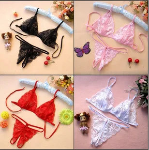 Hot Sexy Lingerie Bra Panties Women Exotic Lace G-String Thong Brief Strap Cross Hollow Out Bikini Bras Underwear Women Lingerie
