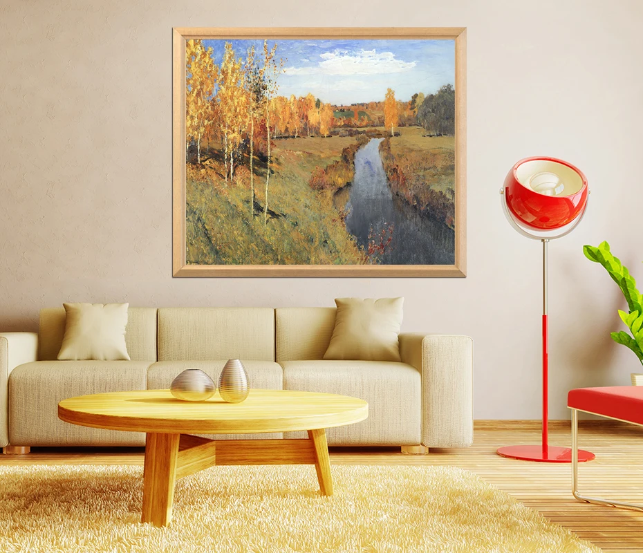 Русский живописец Исаак Левитан знаменитая картина "Золотая осень" 5D DIY Алмазная картина квадратная Алмазная вышивка Стразы Pic