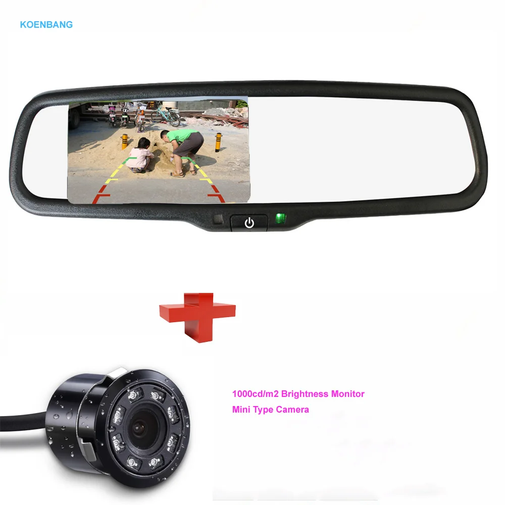 

KOENBANG 4.3" Car Rearview Mirror Monitor Rear View Camera CCD Video Auto Parking Assistance 8LED Night Vision Reversing Camera