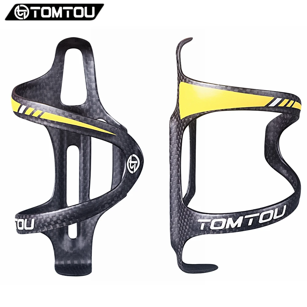 

TOMTOU Bicycle Bottle Cages Full Carbon Fiber Bike Water Bottle Holder Cages Brackets Weave 3K Matte Finish Lightweight 16g