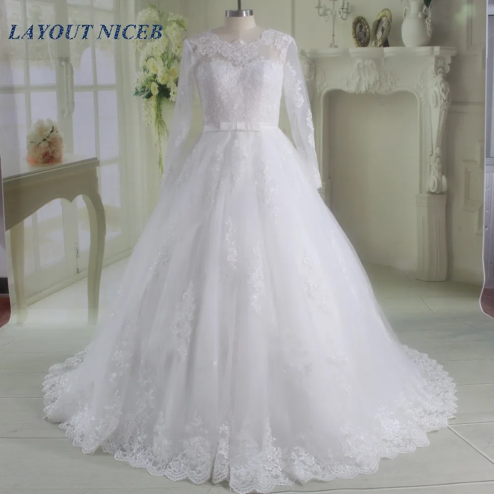 Robe De Mariage/кружевное свадебное платье с длинными рукавами 2017 праздничное в