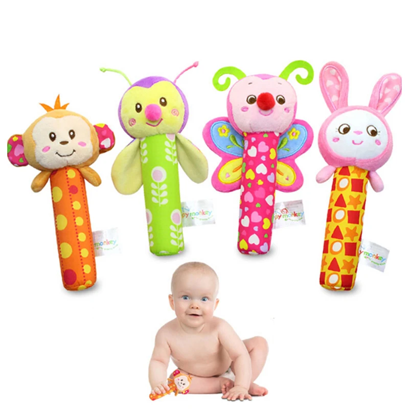 Baby Hand Grip Rod Toys Early Learning Educational Plush Toys Rattle