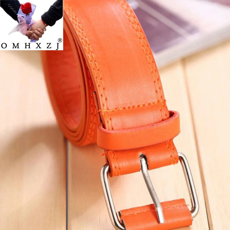 

OMH wholesale woman's casual fashion orange white color,Both men and women of pin buckle belts Decorative belt PD84