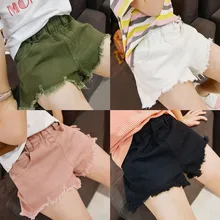 Summer Big Girls Shorts Fashion Korean Casual Denim Pants 3-10 Years Children Shorts Elastic Waist Girls Denim Shorts New