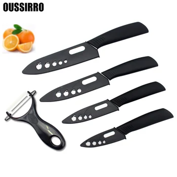 

5Pcs / set ceramic knife set 3" 4" 5" 6" inch + Peeler + blade white colors handle home kitchen knives