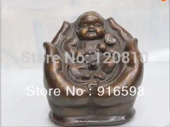 

Feng shui pure Bronze handwork Ru Yi Boy into control hand statue