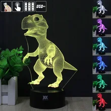 3D Illusion Animal Dinosaur Remote Control LED Desk Table Night Light Lamp 7 Color Touch Lamp Kids Children Family Holiday Gift