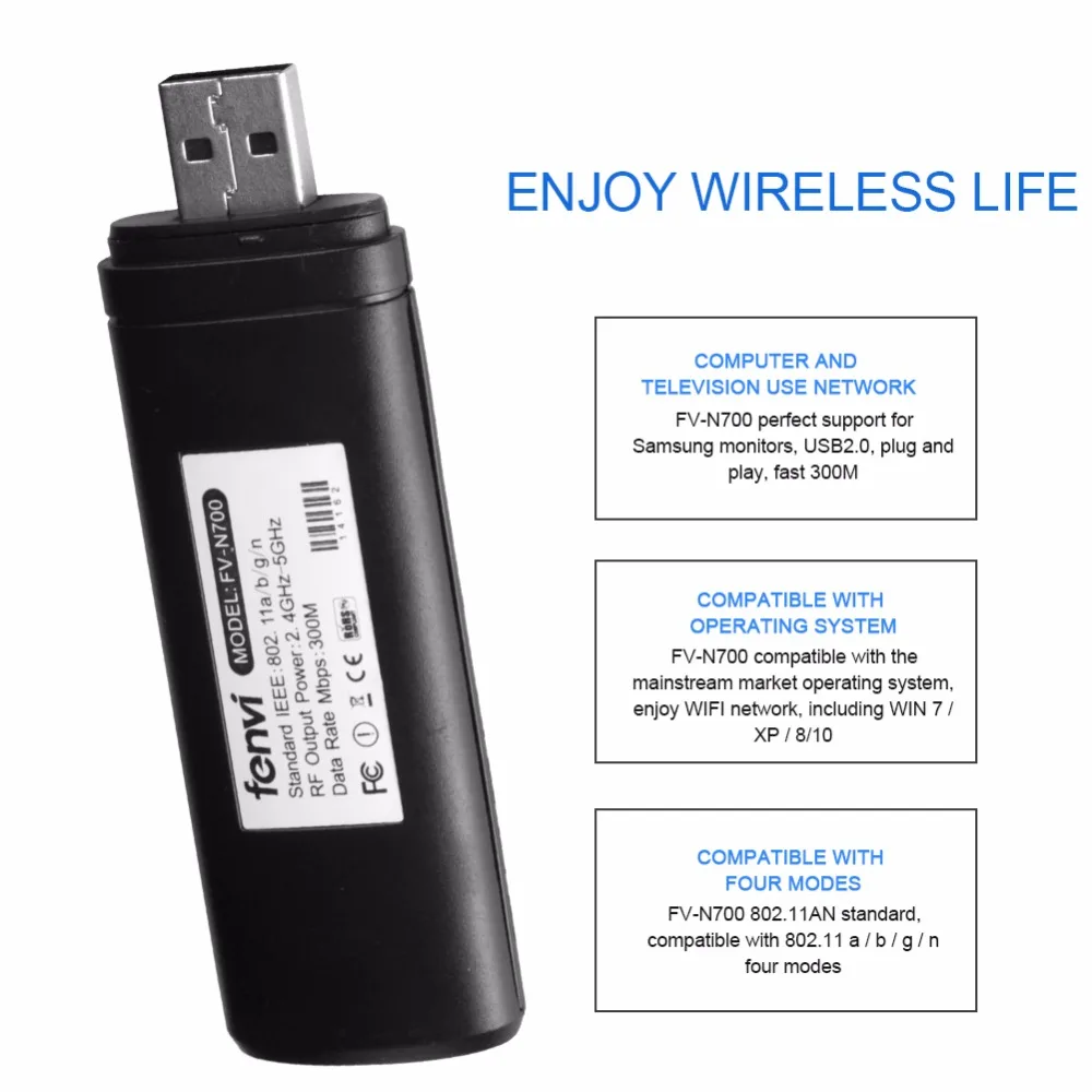 300 м Беспроводной LAN сеть USB 2,0 адаптер Wi-Fi Dongle 2,4G 5G адаптер для samsung Smart ТВ WIS12ABGNX WIS09ABGN соответствовать настольных ПК