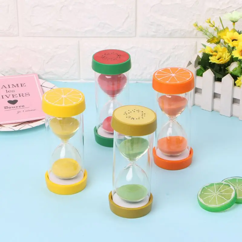 

1PC 15 Minutes Hourglass Fruit Timer Clock Creative Desk Ornaments Kitchen Home Decor Child Gifts Kids Educational Toys 4 Colors