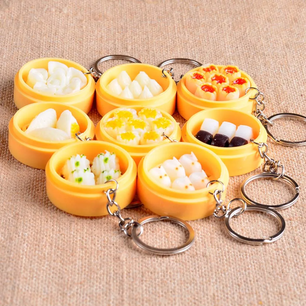 

Creative Emulation Food Buns Steamers Keychain Phone Pendant Multi Styles Keychains Key Holder Purse Bag For Car christmas Gift