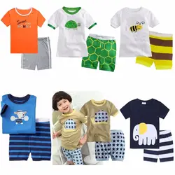 2018 летние для маленьких мальчиков одежда Костюмы хлопок детские пижамы Футболки для женщин Шорты для женщин Брюки для девочек Комплекты