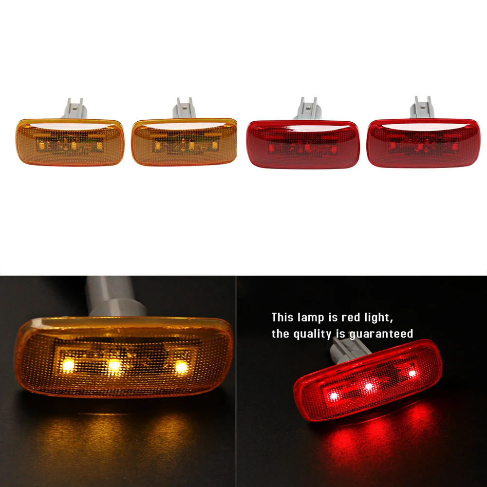 New 4Pcs Dually Cab Bed Fender LED Side Marker Lights Amber & Red For