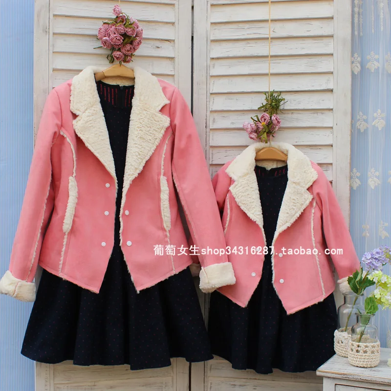 

Children clothing Mother Daughter Winter coat cotton jacket pink , 2-10 years old Child baby Girl clothes , Women Large size 4XL