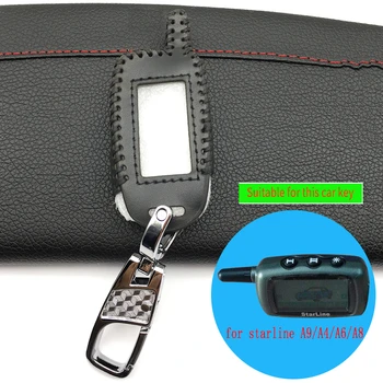 

Fashion Style Leather Key Case Tamarack for Russian Version Car Alarm System Starline A9/A4/A6/A8 Lcd Remote Control Keychain