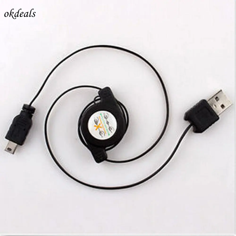 

USB A Male to MiNI USB B 5 Pin Charging Data Sync Cable Black Retractable Data Sync Cable Data Cables