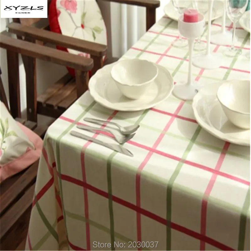 

XYZLS New Fashion Plaid Pattern Cotton Tablecloth Korean Pastoral Square Table Cloth for Home Decor Textile,Free Shipping