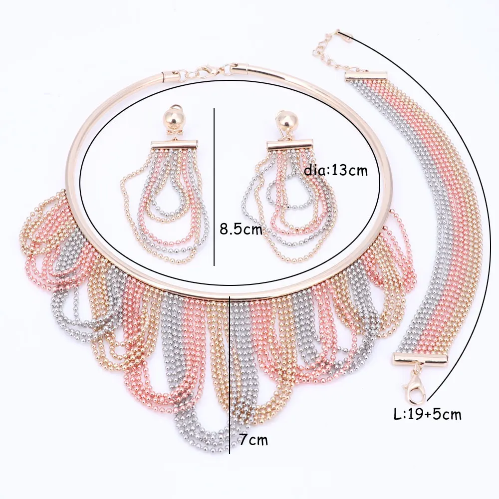 Женский Свадебный комплект из колье серёг и браслета|necklace earrings bracelet|dubai jewelry