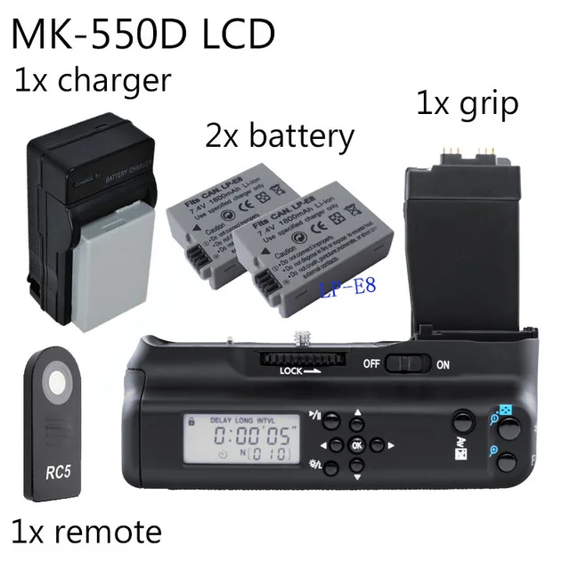 

MeiKe MK-550D MK550D MK 550D LCD Meike LCD Battery Grip Timer Battery Grip Holder For Canon 550D 600D 650D 700D