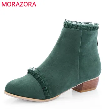 

MORAZORA 2020 big size 34-43 ankle boots women simple zipper square heels boots round toe autumn winter boots dress shoes woman