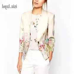 Новинка 2018 года для женщин цветочный блейзер элегантный однобортный цветочный принт Пиджаки для повседневная куртка женс