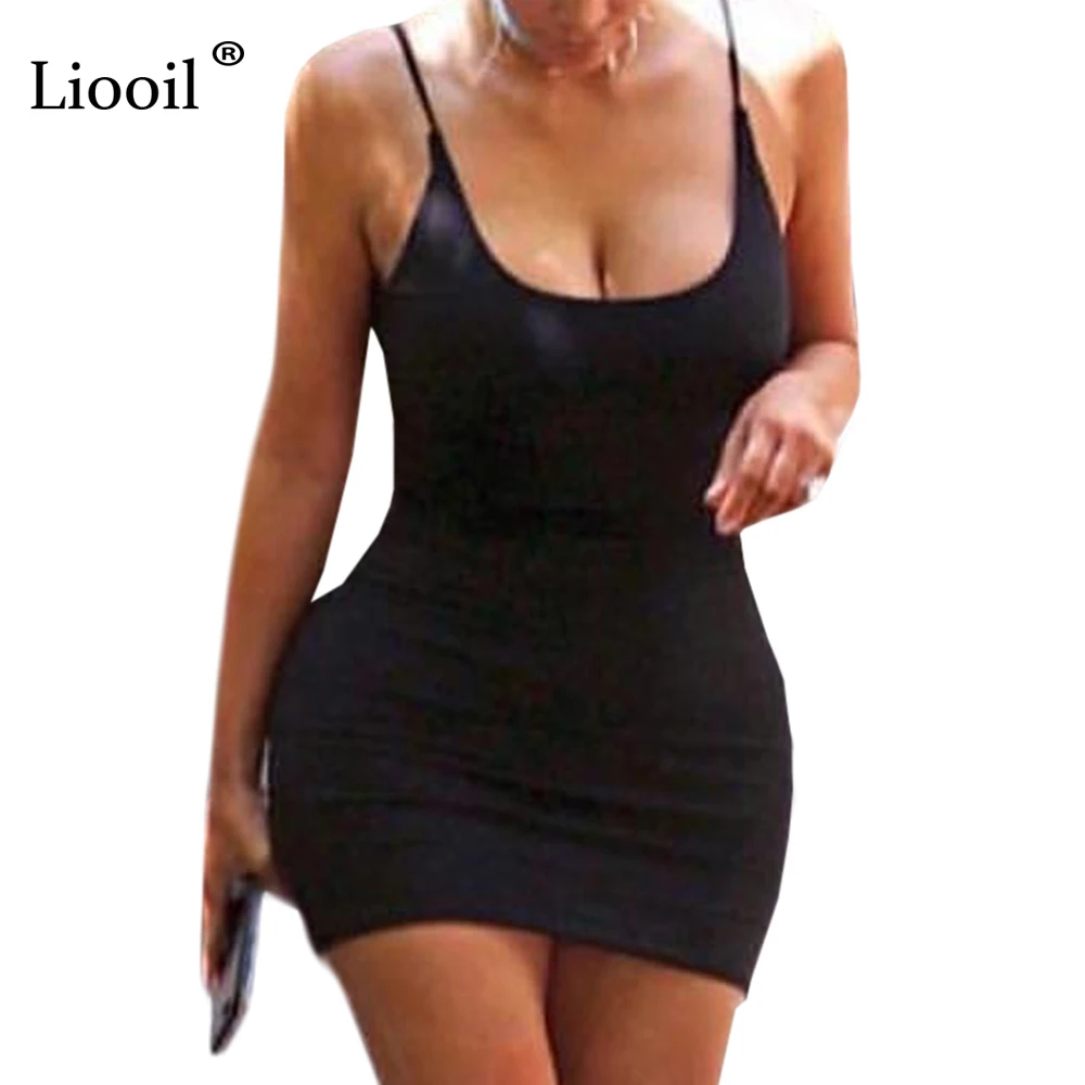 

Liooil Black White Sexy Strap Summer Bandage Dress 2019 Women Sleeveless Deep V Neck Backless Bodycon Club Wear Party Vestidos