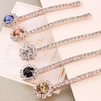 

1Pc Women Crystal Rehinstone Fashion Hairpins Alloy Barrette Hair Clips Girl Hair Accessories Headdress Styling Tool