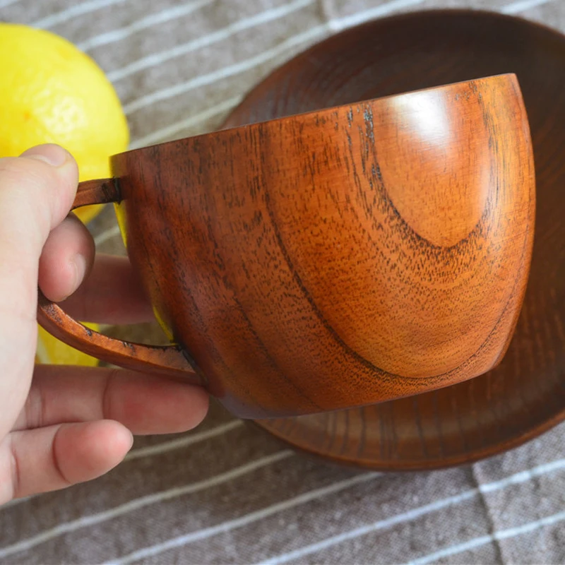 200ml Classic Wooden Tea Cup Coffee Mug Natural Jujube Wood Mug With Handgrip MilkWaterJuice Cup for Kids Home Bar Drinkware (8)