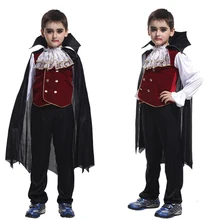 Крутой Детский костюм вампира из 3 предметов красный топ и штаны накидка для мальчиков с изображением Маленького принца, дьявола, косплей, милый детский подарок на Хэллоуин, Рождество