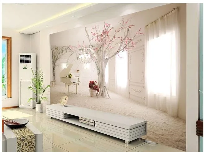 Пользовательские фото обои большие 3D стерео романтическое пианино Фэнтези дерево ТВ фон Настенные обои украшение дома