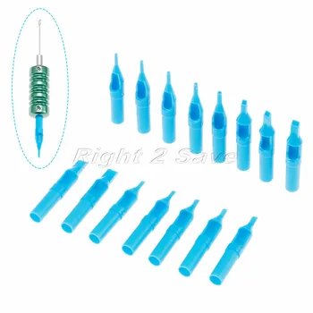 

50pcs Tattoo Needle Tip Disposable Cap Nozzles Tube Round Flat Mouth Blue 3R 5R 7R 9R 11R 5F 7F 9F 11F 13F