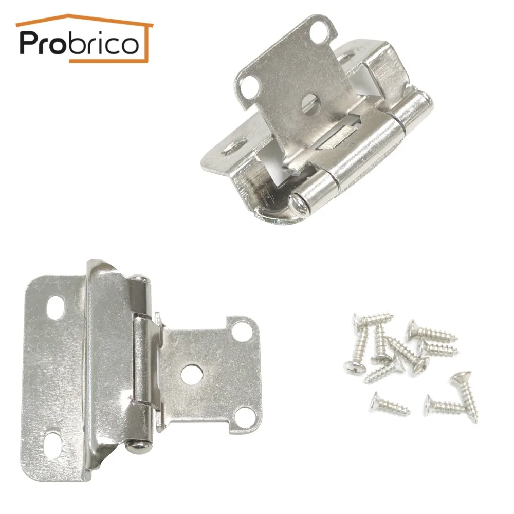Probrico самозакрывающаяся петля для кухонного шкафа, матовый никель CH199BSN, частичная обертка, 1/4 дюймов, накладная мебельная петля для двери шкафа