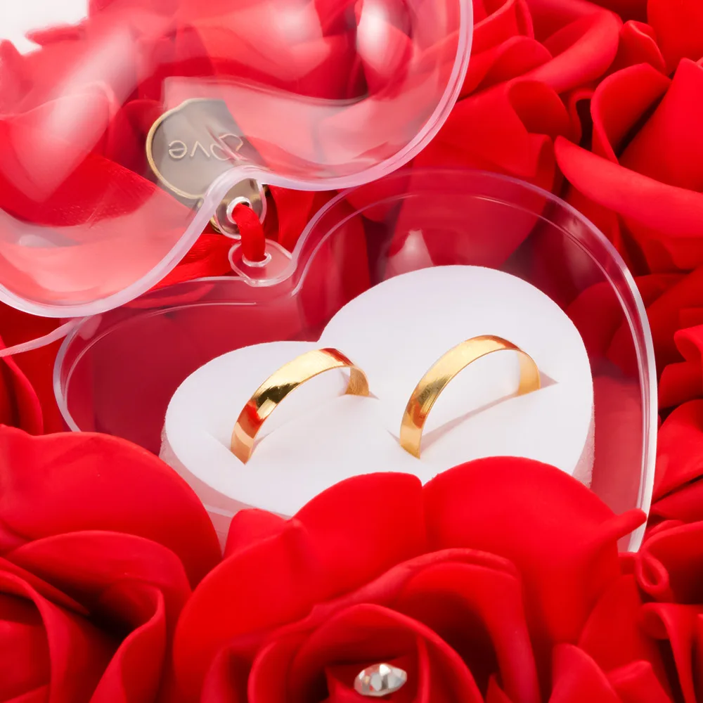 1 шт. Красивая большая любовь сердце форма инкрустация искусственный жемчуг розы цветы кольцо коробка горячее украшение для романтического вечера помолвки чехол