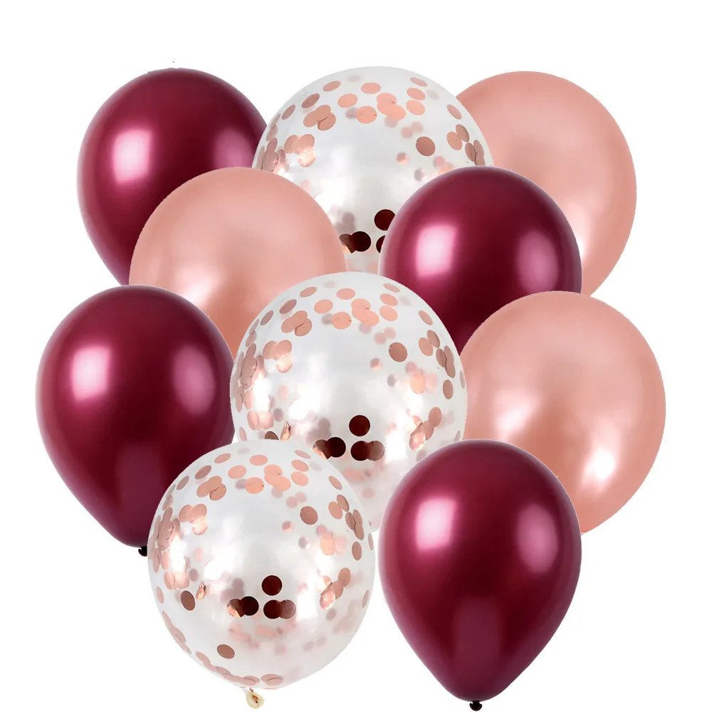 

20pcs 12inch Confetti Latex Round balloons Thick Pearl Wine red rose gold balloons Wedding Party Birthday Baby shower Supplies