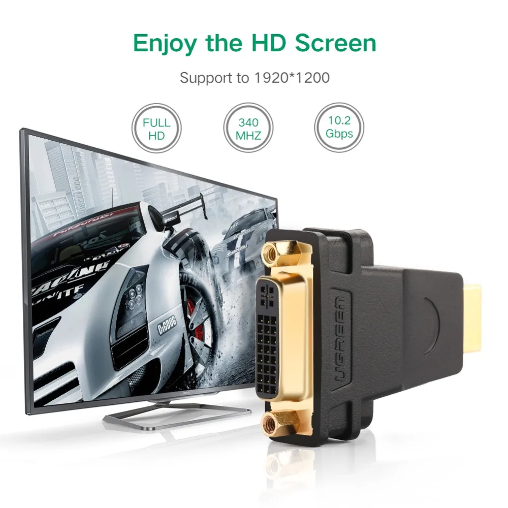 Ugreen hdmi إلى dvi ذكر إلى أنثى محول محول 1080 وعاء موصل ل hdtv dvd العارض hdmi إلى dvi محول dvi 24 + 5 إلى hdmi