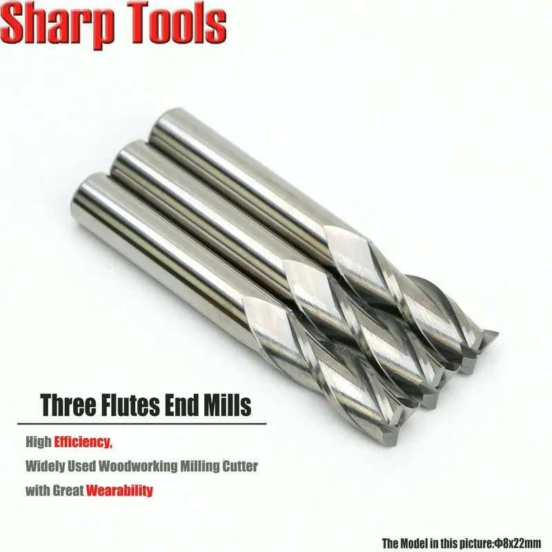 3 flutes milling cutters
